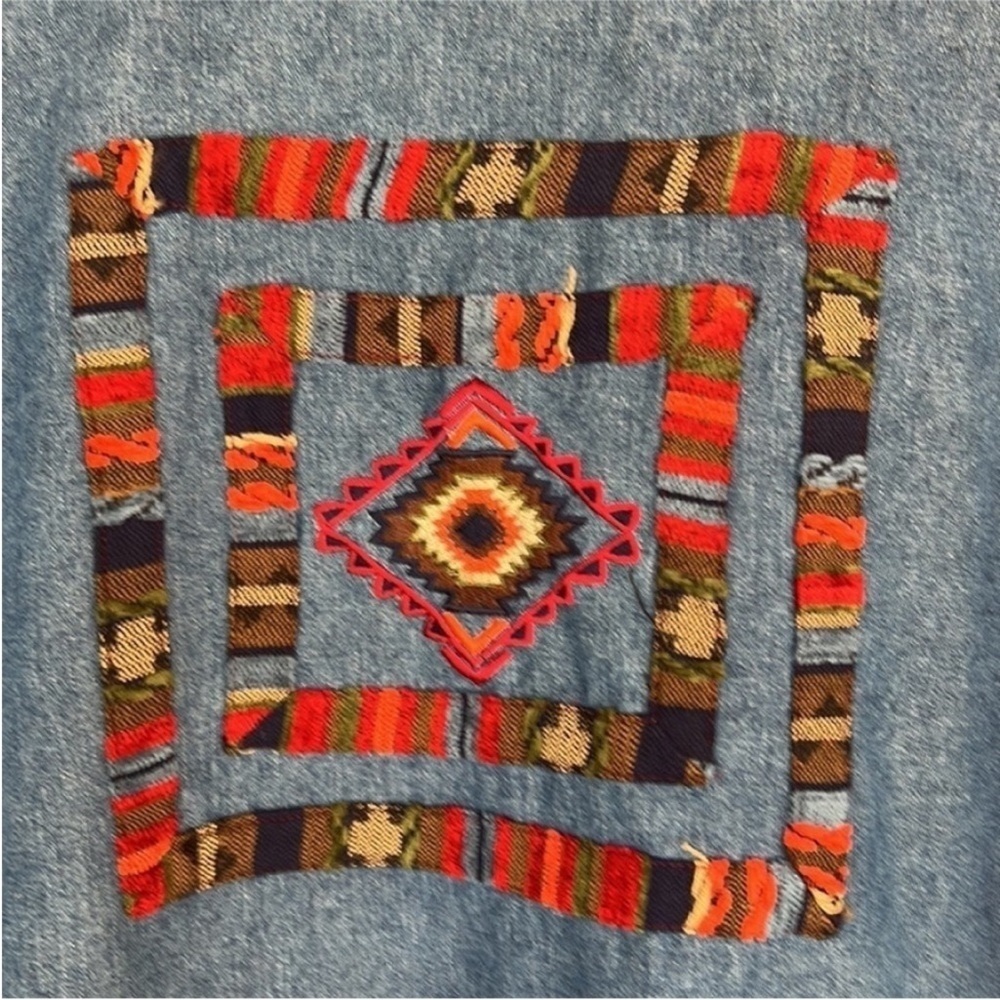 Vintage Christina Hope Denim Jacket Southwestern Aztec Embroidery 12 - Picture 6 of 13